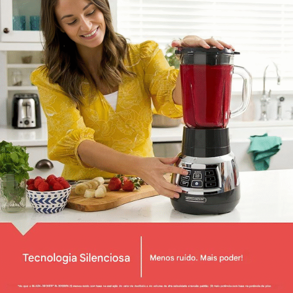 Liquidificador digital BLACK + DECKER PowerCrush com tecnologia silenciosa, aço inoxidável, BL1300DG-P - Imagem 4