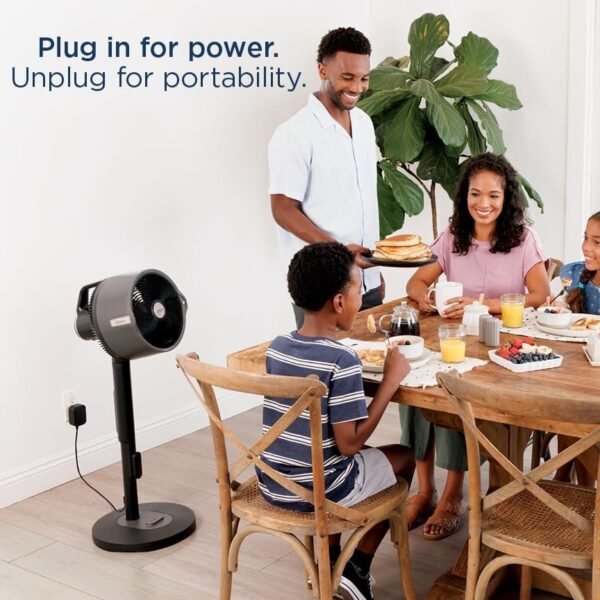 Shark Ventilador FlexBreeze Pro Mist — interno e externo, nebulização integrada, pedestal para mesa, com ou sem fio, bateria de até 24 horas, oscilante, cinza carvão, FA302 (versão 2025) - Imagem 7