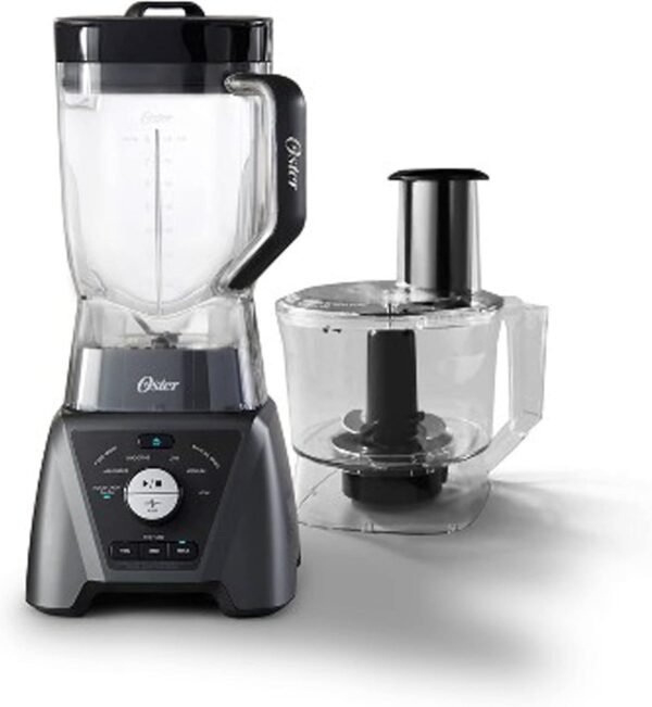 Oster Combo de liquidificador e processador de alimentos com 3 configurações para smoothies, shakes e picar alimentos - 3 velocidades Texture Select Settings Pro Blender com acessório de frasco Tritan - Imagem 7