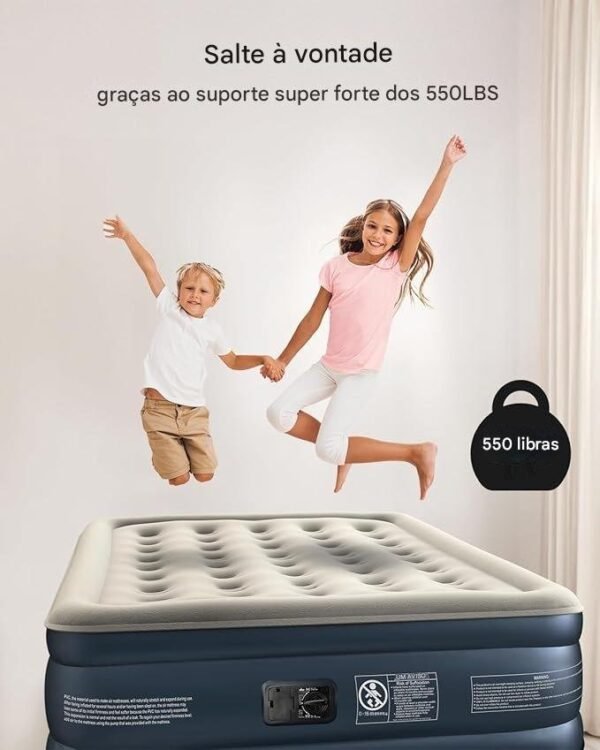 iDOO Colchão de ar duplo de luxo com bomba embutida, colchão inflável de 45,72 cm, colchão inflável para hóspedes e casa, cama de ar, colchon inflável, colchão de ar técnico atualizado de quatro - Imagem 4