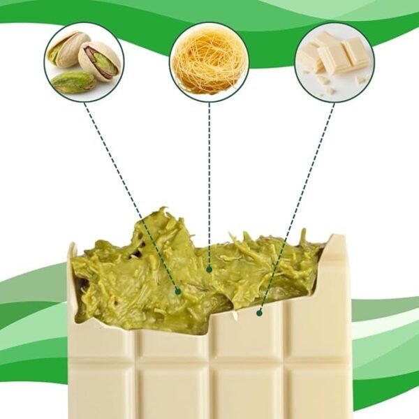 REALMIX Dubai Chocolate Directly from Dubai UAE | Authentic Dubai Milk Chocolate with Pistachios and Kunafa Filling | Made in Dubai U.A.E. | (Mini, White Chocolate) - Imagem 3