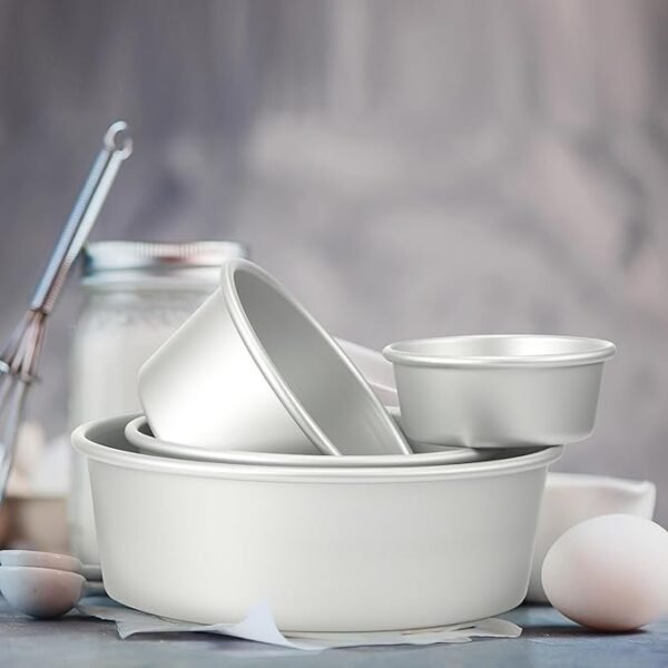 12 Peças set Alumínio Round Cake Pans Bakeware Sets com 4 polegadas, 6 polegadas, 8 polegadas, 9 polegadas, 10 polegadas Panelas de bolo para assar bolos de aniversário de casamento, prata - Imagem 5