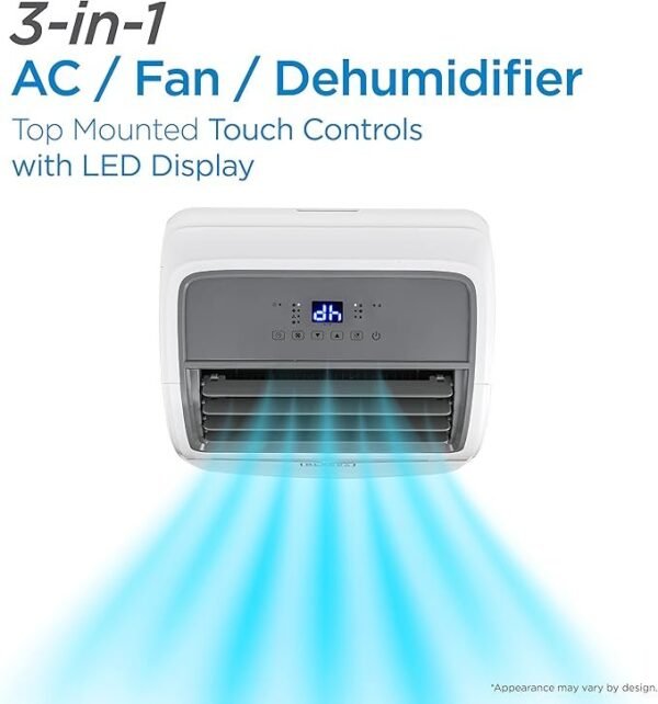 BLACK+DECKER Ar condicionado portátil inteligente, 14.000 BTU ASHRAE 128 (10.000 BTU DOE) para salas de até 700 pés quadrados, AC portátil inteligente com kit de controle remoto e janela Follow Me - Imagem 3