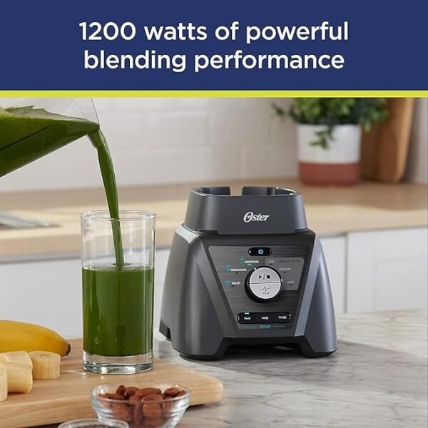 Oster Combo de liquidificador e processador de alimentos com 3 configurações para smoothies, shakes e picar alimentos - 3 velocidades Texture Select Settings Pro Blender com acessório de frasco Tritan - Imagem 3