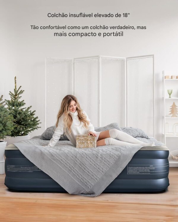 iDOO Colchão de ar duplo de luxo com bomba embutida, colchão inflável de 45,72 cm, colchão inflável para hóspedes e casa, cama de ar, colchon inflável, colchão de ar técnico atualizado de quatro - Imagem 8