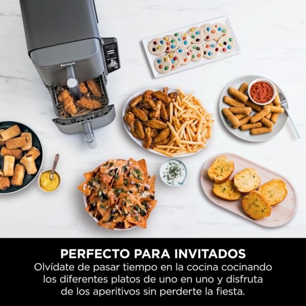 Ninja Double Stack XL Fritadeira de ar, 9,5 l, cesta vertical dupla, 4 níveis de cozedura, 2 cestas e 2 grelhas, design para economizar mais espaço, 6 funções de cozedura, 8 porções, em cinzento. - Imagem 7