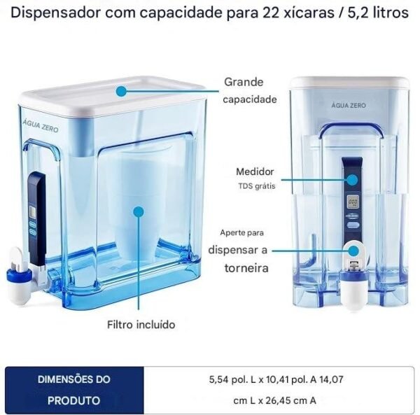 ZeroWater Dispensador de jarro de filtro de água de 5 estágios pronto para leitura de 22 xícaras com filtro de água zero TDS de 5 estágios 0 – Certificado IAPMO para reduzir metais, cloro, chumbo - Imagem 5