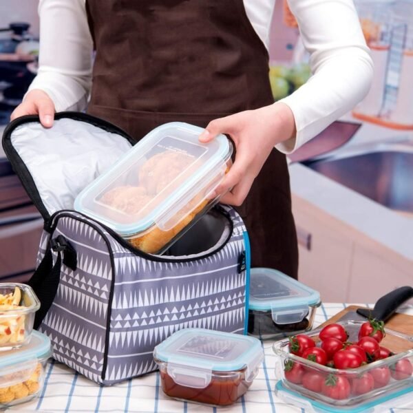 18 recipientes de vidro para armazenamento de alimentos com tampas, recipientes de vidro para preparação de refeições, recipientes de armazenamento de alimentos com tampas, sem BPA e à prova - Imagem 6