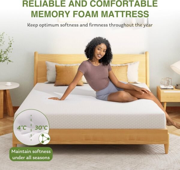 Colchão de espuma viscoelástica tamanho completo, colchão de cama de 20 cm em uma caixa com gel de chá verde refrescante, alívio de pressão com suporte médio firme, certificado CertiPUR-US - Imagem 6