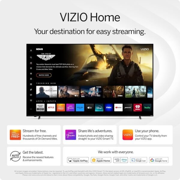 VIZIO Smart TV Full HD 1080p de 32 polegadas com DTS Virtual: X, compatibilidade Alexa, Google Cast integrado, compatível com fone de ouvido Bluetooth, (VFD32M-08 novo) - Imagem 4