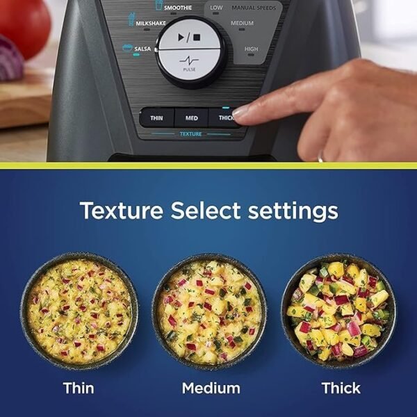 Oster Combo de liquidificador e processador de alimentos com 3 configurações para smoothies, shakes e picar alimentos - 3 velocidades Texture Select Settings Pro Blender com acessório de frasco Tritan - Imagem 4