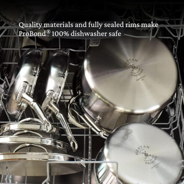 Hestan - Coleção ProBond - Conjunto profissional de panelas antiaderentes TITUM de aço inoxidável, compatível com placa de indução, feito sem PFOAs (10 peças) - Imagem 12