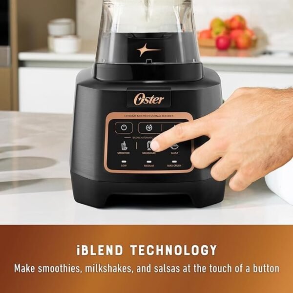 Oster Extreme Mix Blender, liquidificador de alta velocidade de 1500 watts com lâmina de 10 pontos, 1,8 g com programas automáticos - Imagem 4