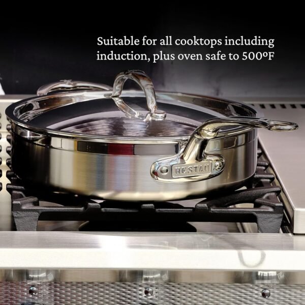 Hestan - Coleção ProBond - Conjunto profissional de panelas antiaderentes TITUM de aço inoxidável, compatível com placa de indução, feito sem PFOAs (10 peças) - Imagem 9