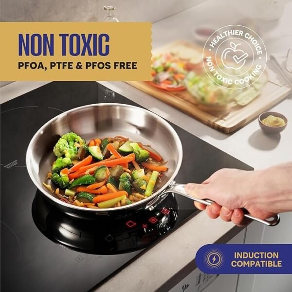 LEGEND COOKWARE Conjunto de panelas de aço inoxidável | 5 camadas, 14 peças, indução, não tóxico, seguro para forno | Melhor 18/8 totalmente revestido | Cozinha profissional, qualidade de chef pesado - Imagem 2