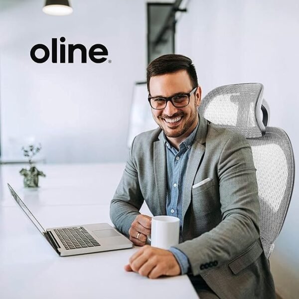 Oline Cadeira de escritório ergonômica ErgoPro – Cadeira de mesa com rodinhas com apoio de braço ajustável 4D, suporte lombar 3D e rodas de lâmina – Cadeira de malha para computador - Imagem 2