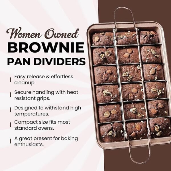 Good Dee's Forma de brownie com divisórias, conjuntos de assadeiras antiaderentes, bandeja de assadeira de aço carbono com alças para assar no forno, 18 moldes quadrados pré-cortados para brownies (30 - Imagem 3