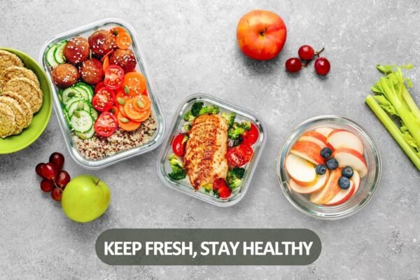M MCIRCO 24 recipientes de vidro para armazenamento de alimentos com tampas de encaixe atualizadas, conjunto de recipientes de preparação de refeições de vidro – Recipientes herméticos para almoço, - Imagem 6