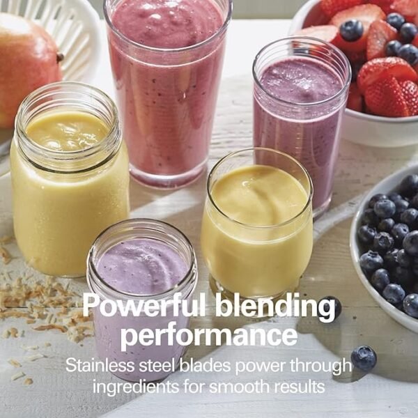 Hamilton Beach Liquidificador portátil para shakes e smoothies com copo e tampa de viagem sem BPA, lâminas de aço inoxidável duráveis para desempenho de mistura potente, framboesa - Imagem 3