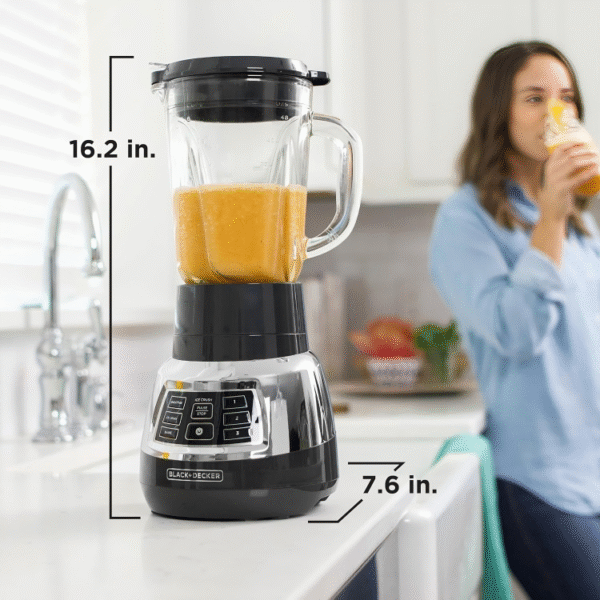 Liquidificador digital BLACK + DECKER PowerCrush com tecnologia silenciosa, aço inoxidável, BL1300DG-P - Imagem 8