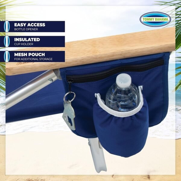 Tommy Bahama Mochila dobrável clássica de 5 posições, cadeira de praia, poliéster, azul-marinho - Imagem 5