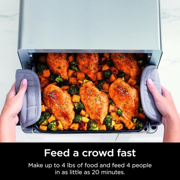 Ninja Torradeira flip forno e fritadeira a ar, funcionalidade 8 em 1, capacidade de abrir e afastar para espaço de armazenamento, grande capacidade, cesta de fritura a ar, panela, rack de arame - Imagem 6