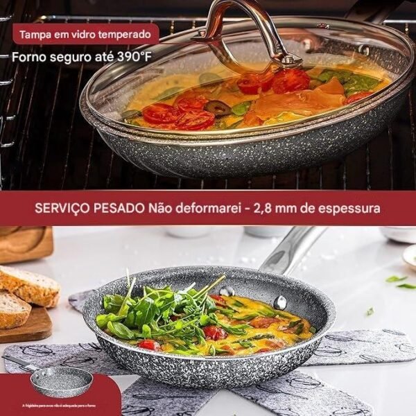Home Hero Conjunto de panelas e frigideiras antiaderentes – Conjunto de panelas de cozinha compatíveis com indução + conjuntos de utensílios de cozinha – antiaderente, sem PFOA, seguro para forno - Imagem 6