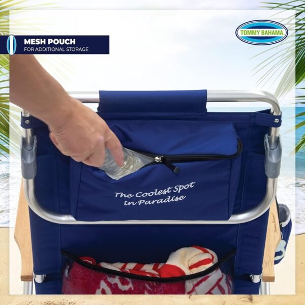 Tommy Bahama Mochila dobrável clássica de 5 posições, cadeira de praia, poliéster, azul-marinho - Imagem 4