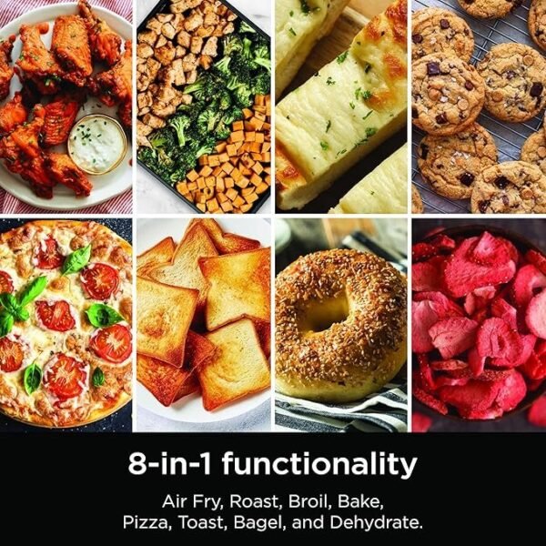 Ninja Torradeira flip forno e fritadeira a ar, funcionalidade 8 em 1, capacidade de abrir e afastar para espaço de armazenamento, grande capacidade, cesta de fritura a ar, panela, rack de arame - Imagem 5