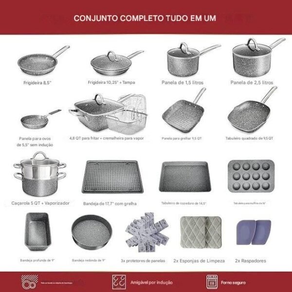 Home Hero Conjunto de panelas e frigideiras antiaderentes – Conjunto de panelas de cozinha compatíveis com indução + conjuntos de utensílios de cozinha – antiaderente, sem PFOA, seguro para forno - Imagem 2