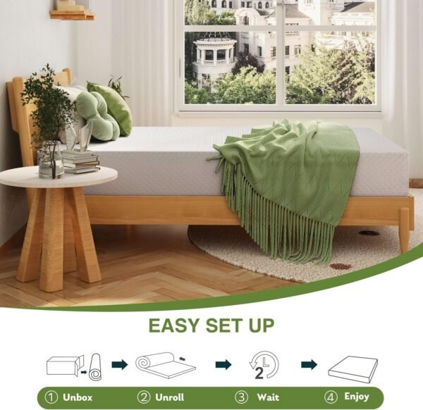 Colchão de espuma viscoelástica tamanho completo, colchão de cama de 20 cm em uma caixa com gel de chá verde refrescante, alívio de pressão com suporte médio firme, certificado CertiPUR-US - Imagem 7