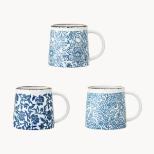 Canecas artesanais com padrão floral Molly, 3 uni.