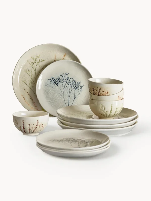 Serviço de mesa artesanal com motivo de erva-doce Bea, 4 pessoas (12 uni.) - Imagem 2