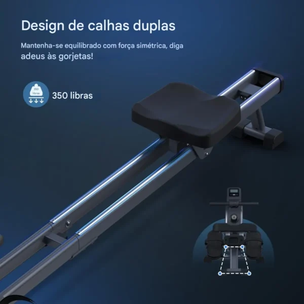 MERACH Máquina de remo, máquina de remo magnético para casa, 16 níveis de resistência silenciosa, trilho deslizante duplo com capacidade máxima de 158 kg, compatível com aplicativo - Imagem 10