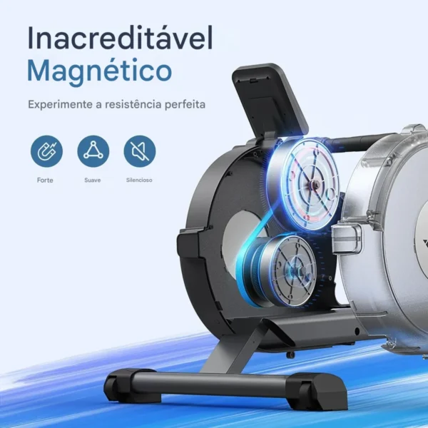 MERACH Máquina de remo, máquina de remo magnético para casa, 16 níveis de resistência silenciosa, trilho deslizante duplo com capacidade máxima de 158 kg, compatível com aplicativo - Imagem 11