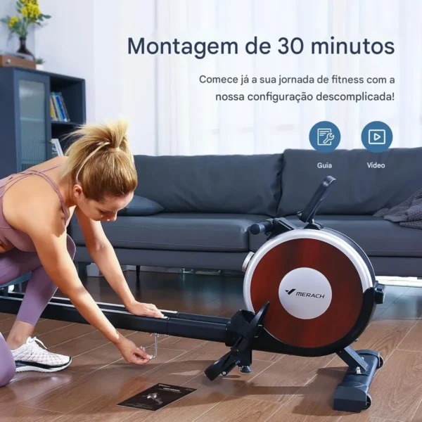 MERACH Máquina de remo, máquina de remo magnético para casa, 16 níveis de resistência silenciosa, trilho deslizante duplo com capacidade máxima de 158 kg, compatível com aplicativo - Imagem 12