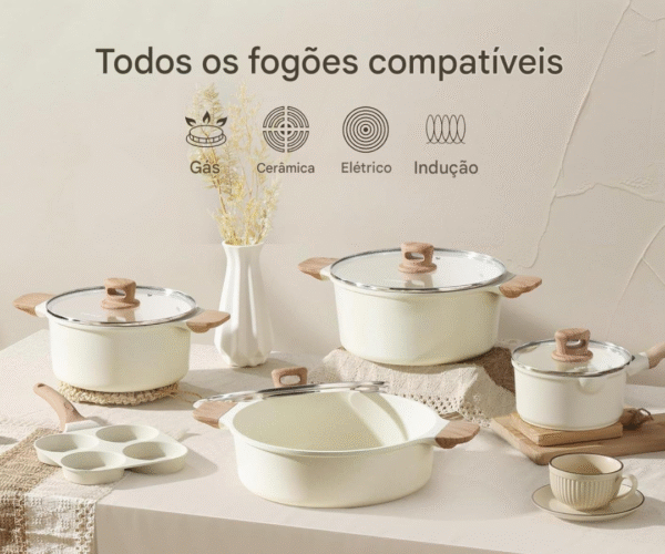 CAROTE Conjunto de 21 panelas e frigideiras, conjuntos de panelas antiaderentes, conjunto de panelas antiaderentes de indução de granito branco com frigideiras e panelas (PFOS, livre de PFOA) - Imagem 9