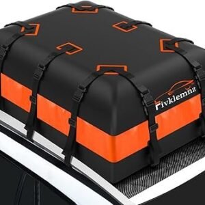 FIVKLEMNZ Bolsa de teto de carro à prova d'água para todos os veículos com/sem rack inclui tapete antiderrapante + alças reforçadas + 6 ganchos de porta + trava de bagagem (21 côbicos)