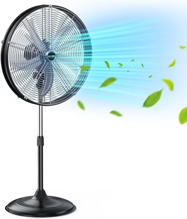 5300 CFM 20 "Ventilador de pedestal industrial de alta velocidade, ventilador de pé oscilante profissional de 3 velocidades com cabeça de tambor, ventilador de metal pesado para comercial, armazém, garagem, UL listado