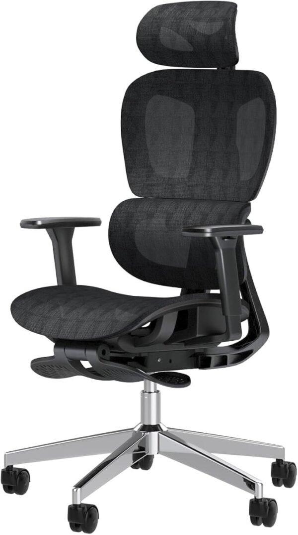 Cadeira de escritório de malha ergonômica com apoio de braço ajustável 3D, cadeira de computador com encosto alto Ergo3d Cadeira de escritório ergonômica com rodas para casa e escritório