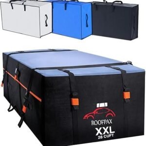 RoofPax Bolsa de transporte de carga 28 cuft para carro extra impermeável para armazenamento de teto de carro com 10 tiras de amarração resistentes e 4 ganchos bolsa de transporte de carga